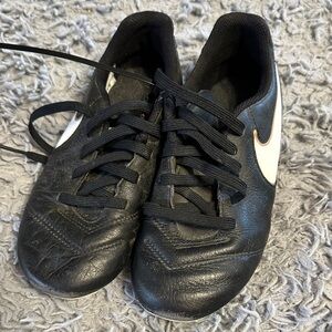 Nike Black and White Kids Tiempo cleats